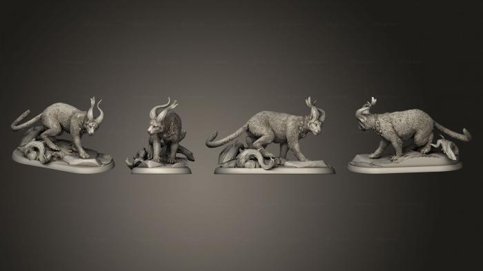 Статуэтки животных (Ларзаэль - Кот -Молния 32, STKJ_2952) 3D модель для ЧПУ станка