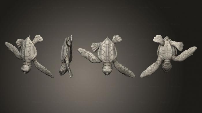 Статуэтки животных (Кожистая Морская Черепаха, STKJ_2955) 3D модель для ЧПУ станка