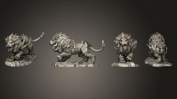 Animal figurines (lion attack rep 002, STKJ_2962) 3D models for cnc