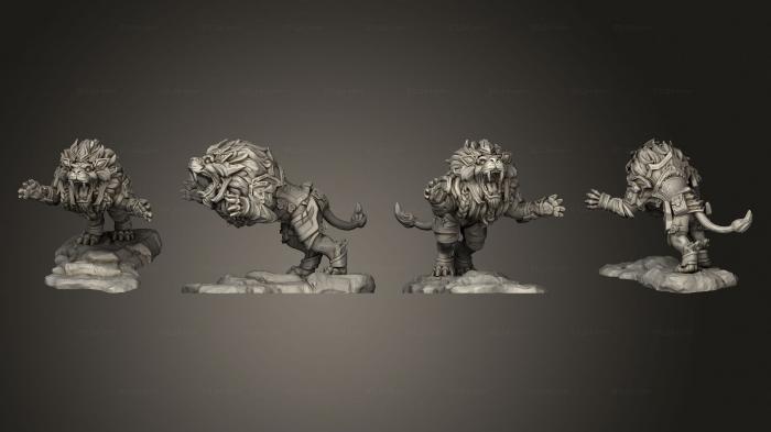 Animal figurines (lion attack rep 003, STKJ_2963) 3D models for cnc