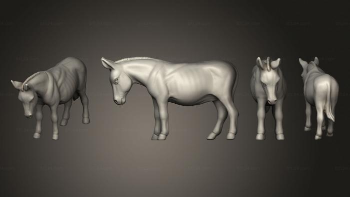 Статуэтки животных (Средневековый Деревенский Осел, STKJ_2972) 3D модель для ЧПУ станка