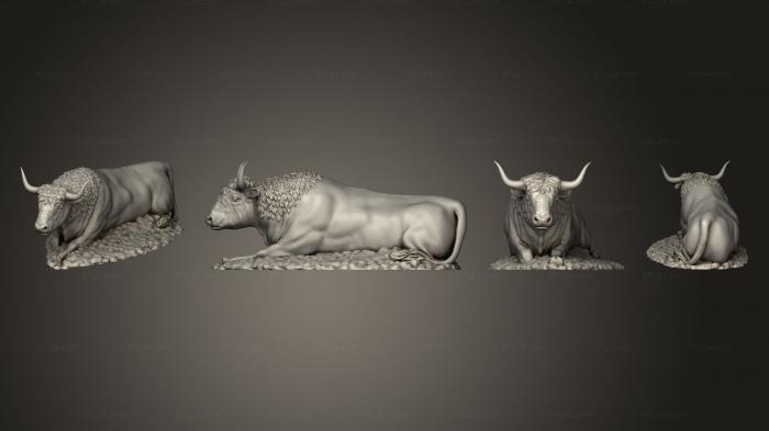 Статуэтки животных (Волы 2 против 1 0, STKJ_3005) 3D модель для ЧПУ станка