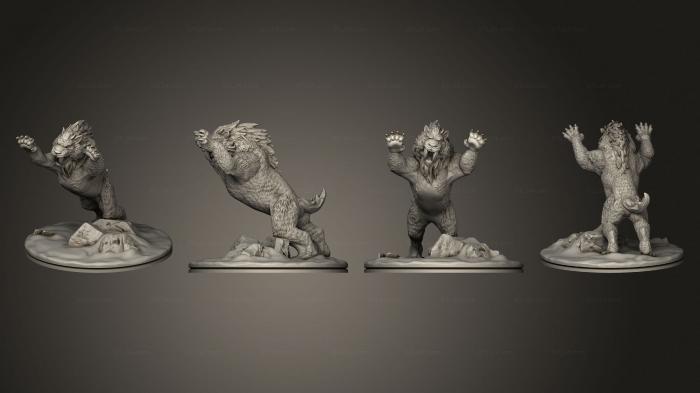 Animal figurines (Sabertooth Pouncing Based, STKJ_3054) 3D models for cnc