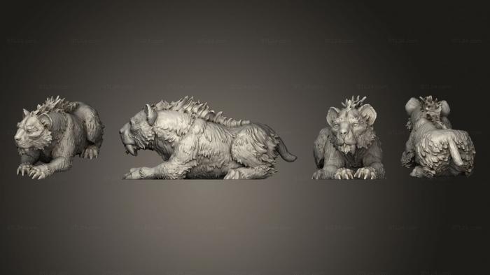 Статуэтки животных (Саблезубый Тигр 03, STKJ_3058) 3D модель для ЧПУ станка