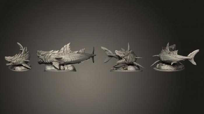 Статуэтки животных (Демон-Акула, STKJ_3070) 3D модель для ЧПУ станка