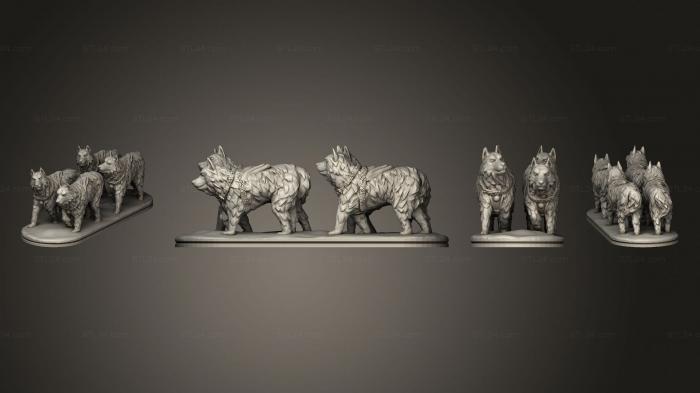 Статуэтки животных (Команда ездовых Собак на базе, STKJ_3074) 3D модель для ЧПУ станка