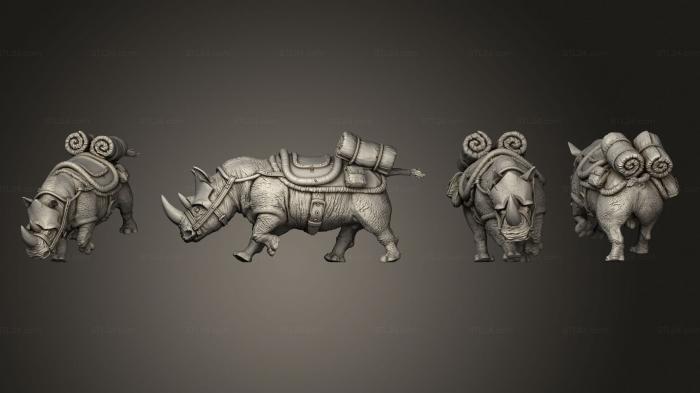 Статуэтки животных (Копьеносец Наездник На Носороге Большой 2, STKJ_3094) 3D модель для ЧПУ станка