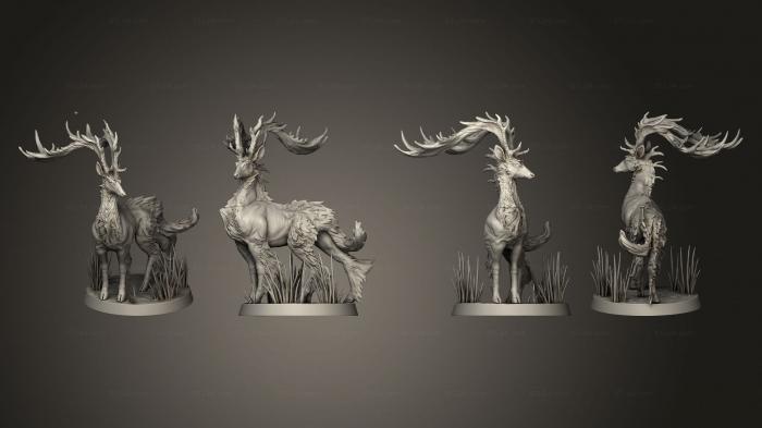 Animal figurines (Stag Base Grass 001, STKJ_3118) 3D models for cnc