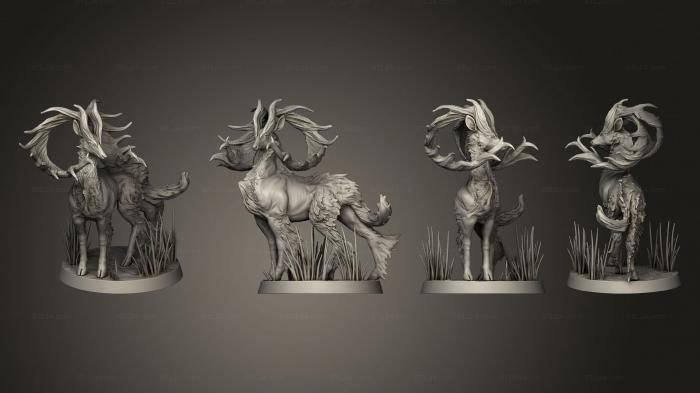 Статуэтки животных (Трава на основе Оленя 002, STKJ_3119) 3D модель для ЧПУ станка