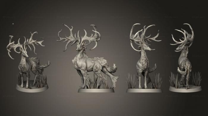 Animal figurines (Stag Base Grass 003, STKJ_3120) 3D models for cnc