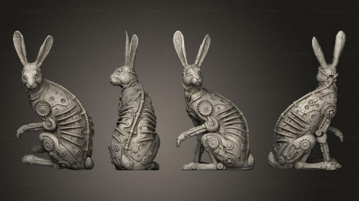 Статуэтки животных (Фигурка Кролика в стиле Стимпанк, STKJ_3122) 3D модель для ЧПУ станка