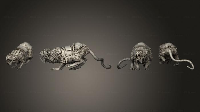 Статуэтки животных (Крыса на Боевой Колеснице, Верно, STKJ_3159) 3D модель для ЧПУ станка