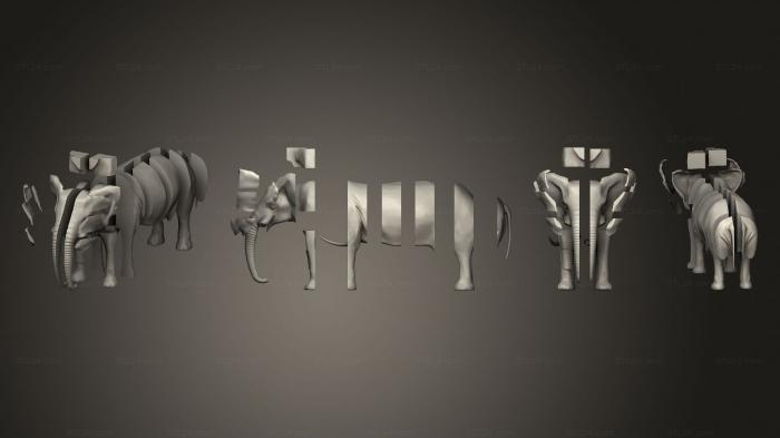 Animal figurines (Week Issue 7 Multi Col Elephant, STKJ_3173) 3D models for cnc