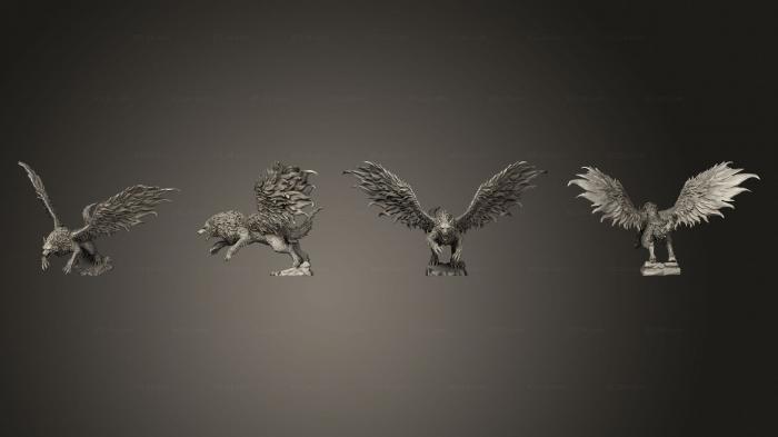 Animal figurines (Winged Wolf Attacking Large, STKJ_3181) 3D models for cnc