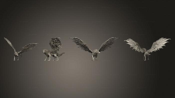 Animal figurines (Winged Wolf Mount 2 Variations Large 2, STKJ_3182) 3D models for cnc