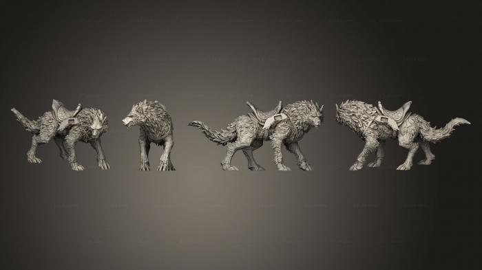 Animal figurines (Winged Wolf Mount 2 Variations Large, STKJ_3183) 3D models for cnc