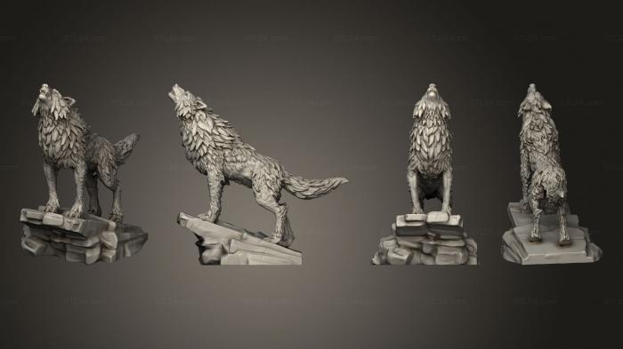 Animal figurines (Winter Wolf Howling Large, STKJ_3185) 3D models for cnc