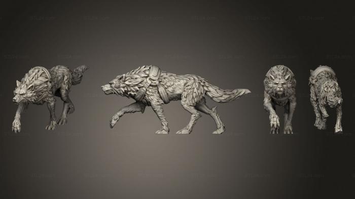 Animal figurines (Wolf Tamed v1, STKJ_3206) 3D models for cnc