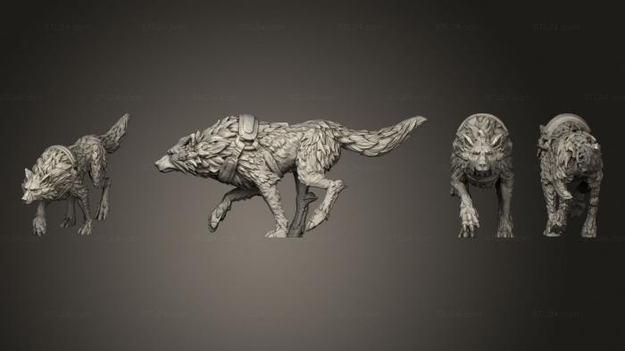Статуэтки животных (Прирученный Волк v2, STKJ_3207) 3D модель для ЧПУ станка