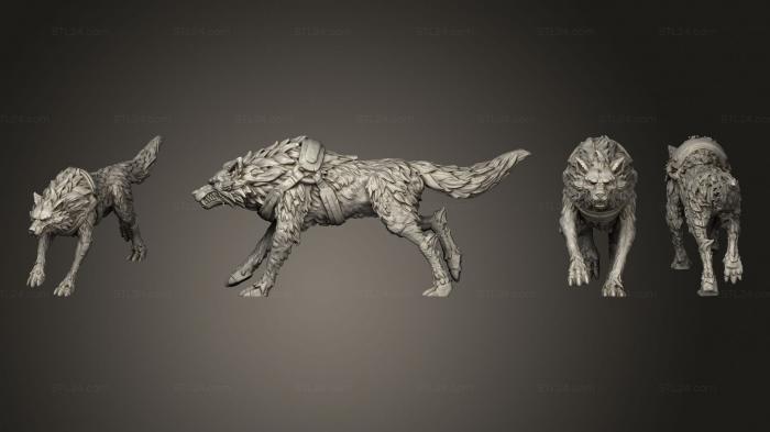 Animal figurines (Wolf Tamed v3, STKJ_3208) 3D models for cnc