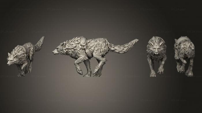Animal figurines (Wolf Tamed v4, STKJ_3209) 3D models for cnc