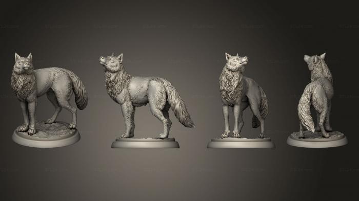 Статуэтки животных (Волки 01, STKJ_3222) 3D модель для ЧПУ станка
