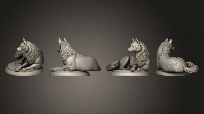Статуэтки животных (Волки 02, STKJ_3223) 3D модель для ЧПУ станка