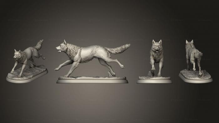 Статуэтки животных (Волки 04, STKJ_3225) 3D модель для ЧПУ станка