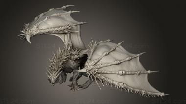 Animal figurines (Adult Red Dragon, STKJ_3299) 3D models for cnc