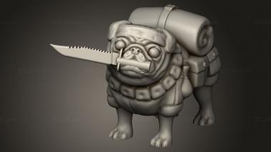 Animal figurines (All The Pugs jungle fighter pug, STKJ_3318) 3D models for cnc