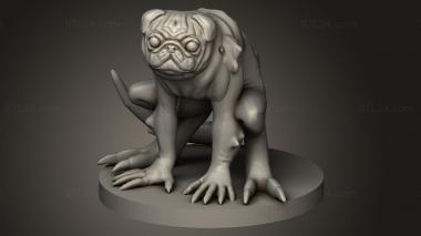 Animal figurines (All The Pugs Pug Demon Abomination, STKJ_3321) 3D models for cnc