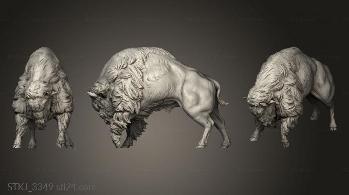 Animal figurines (Animal American Bison fight, STKJ_3349) 3D models for cnc