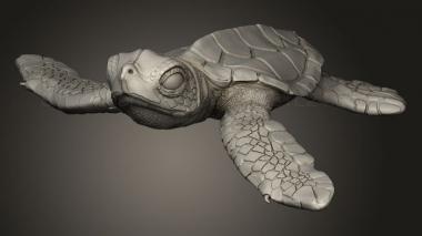 Animal figurines (Animal Leatherback Sea Turtle hatchling, STKJ_3351) 3D models for cnc