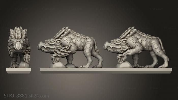 Animal figurines (Daemon Chaos Hound sstrip, STKJ_3381) 3D models for cnc