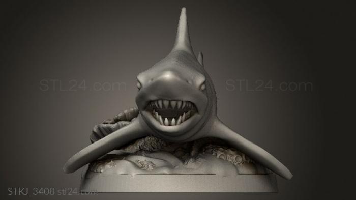 Animal figurines (Aquatic Creatures Shark, STKJ_3408) 3D models for cnc