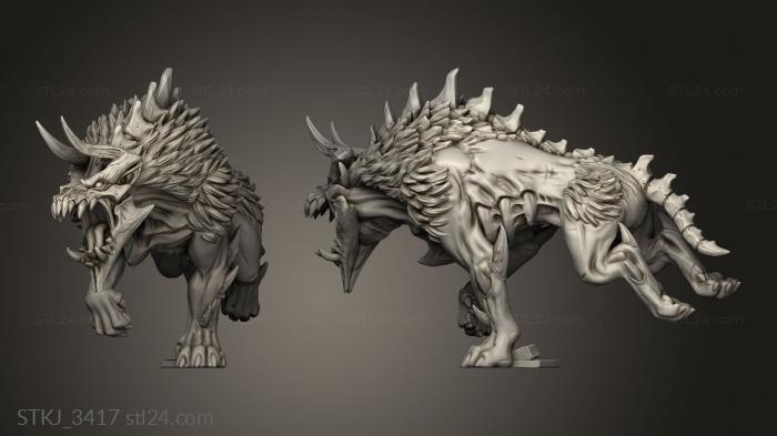 Animal figurines (Baal Demon Hound Female Archer Rider saddle, STKJ_3417) 3D models for cnc