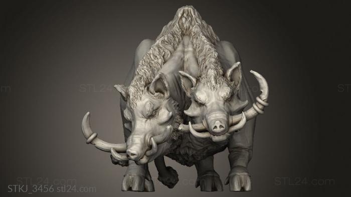 Animal figurines (Beastmen Crazed Boars Boar, STKJ_3456) 3D models for cnc