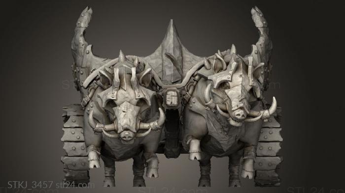 Animal figurines (Beastmen Light Chariot, STKJ_3457) 3D models for cnc