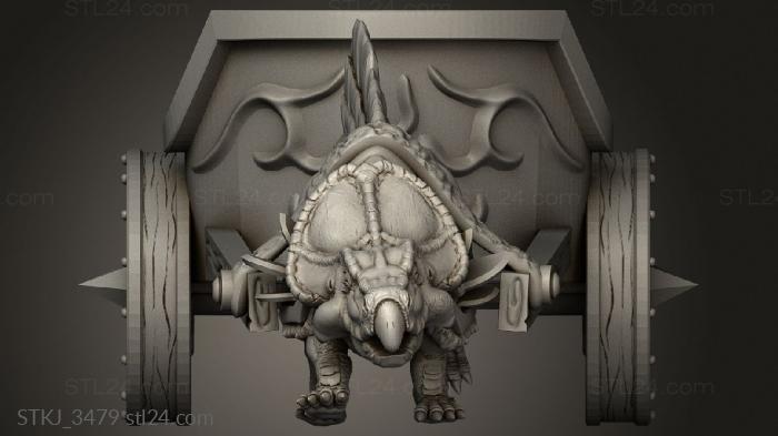 Animal figurines (Beasts Protoceratops chariot, STKJ_3479) 3D models for cnc