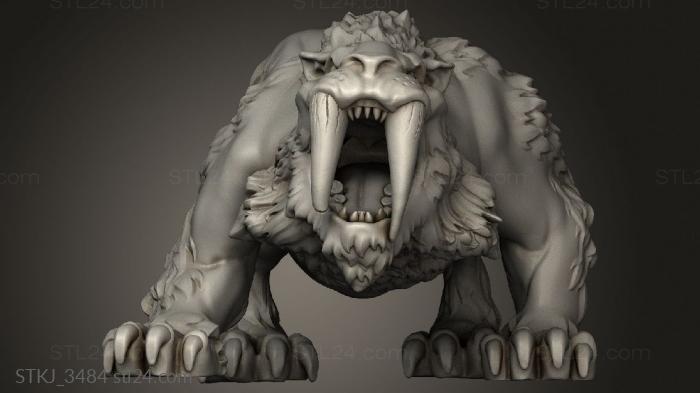 Animal figurines (Beasts Saber Tooth Tiger Basic Bob sabertooth Open Mouth, STKJ_3484) 3D models for cnc