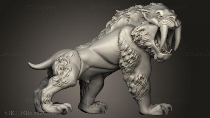 Animal figurines (Beasts Saber Tooth Tiger basic Roaring, STKJ_3485) 3D models for cnc