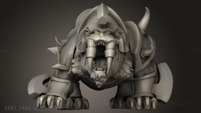 Animal figurines (Beasts Saber Tooth Tiger Bob openmouth, STKJ_3486) 3D models for cnc