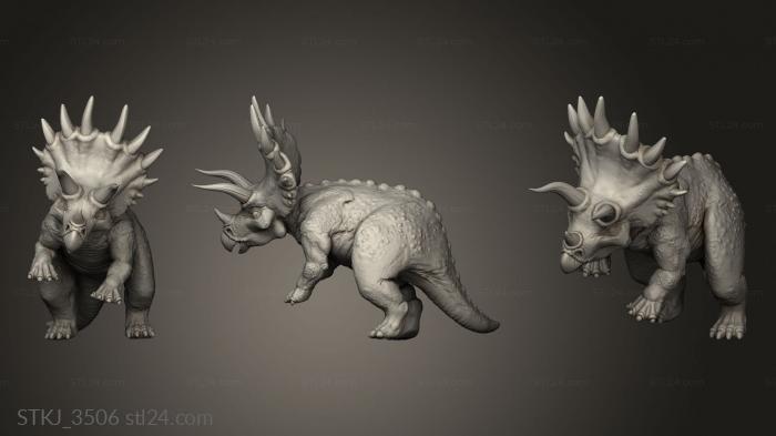 Animal figurines (Beasts Triceratops Attack Basic Back, STKJ_3506) 3D models for cnc