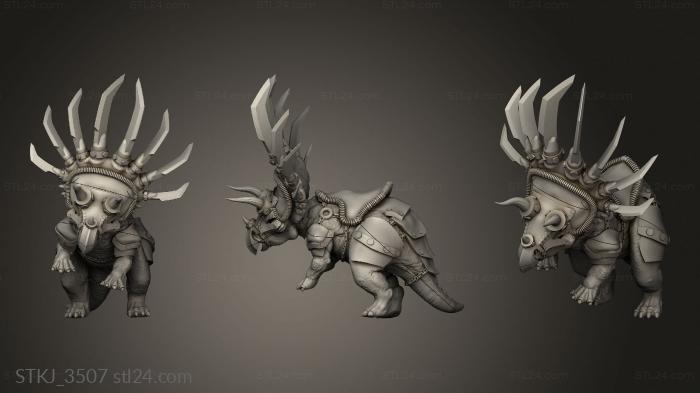 Animal figurines (Beasts Triceratops Attack Saddle Back, STKJ_3507) 3D models for cnc