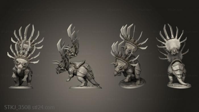 Animal figurines (Beasts Triceratops Attack Saddle Back, STKJ_3508) 3D models for cnc