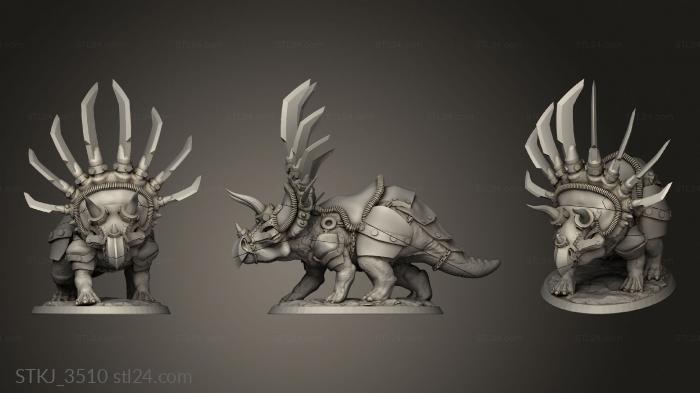 Animal figurines (Beasts Triceratops Walk Back, STKJ_3510) 3D models for cnc