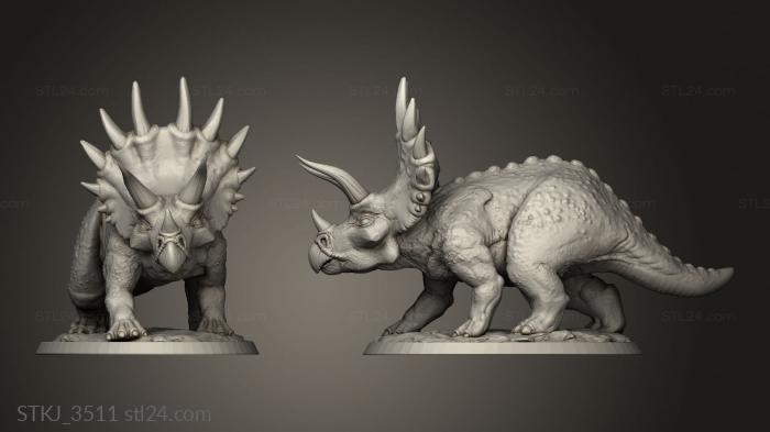 Animal figurines (Beasts Triceratops Walk Basic Back, STKJ_3511) 3D models for cnc