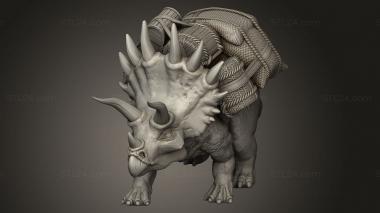 Animal figurines (Beasts Triceratops Walked Back, STKJ_3513) 3D models for cnc