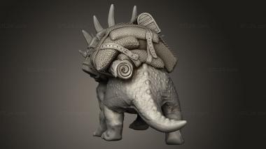 Animal figurines (Beasts Triceratops Walked Back, STKJ_3513) 3D models for cnc