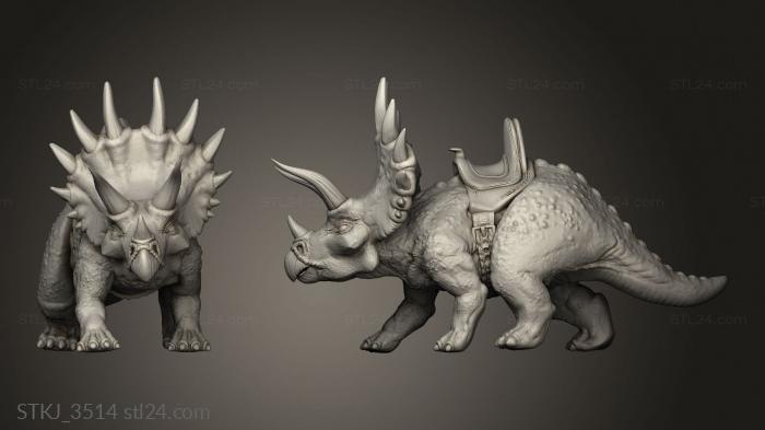 Animal figurines (Beasts Triceratops Walk Saddleback, STKJ_3514) 3D models for cnc